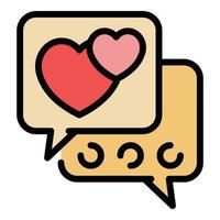 Trust couple chat icon color outline vector