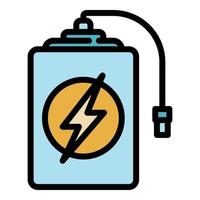 Quick charge power bank icon color outline vector