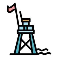 vector de esquema de color de icono de torre de playa de rescate