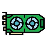 Component gpu card icon color outline vector