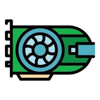 Integrated gpu icon color outline vector