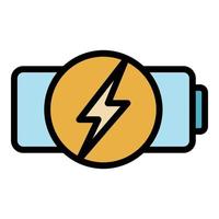 Quick charge battery icon color outline vector