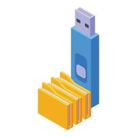 Usb data learning icon isometric vector. System training vector