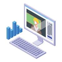 Online lesson icon isometric vector. Learning system vector