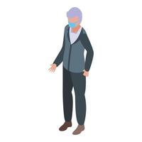 Senior man in mask icon isometric vector. Business people vector