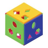 Cube kid toy icon isometric vector. Early education vector