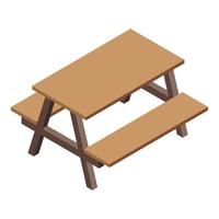 Picnic table bench icon isometric vector. Food lunch vector