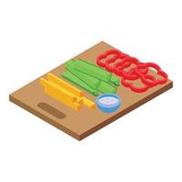 Cutted vegetables icon isometric vector. Summer park vector