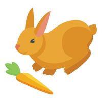 conejito de pascua con icono de zanahoria vector isométrico. lindo conejo