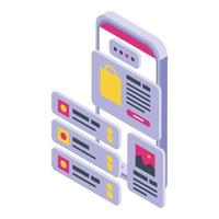Web phone app icon isometric vector. Business online vector