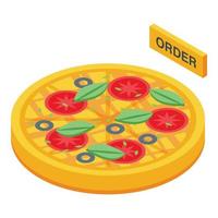 icono de pedido de pizza en línea vector isométrico. entrega de aplicaciones