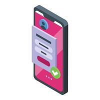 vector isométrico del icono del diseño de la aplicación. Teléfono de negocios