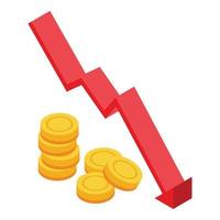 Low money graph icon isometric vector. Family coping vector