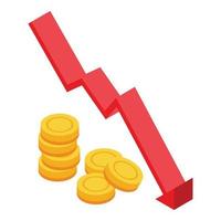 Low money graph icon isometric vector. Family coping vector