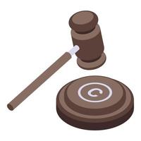 Copyright law gavel icon isometric vector. Legal protection vector
