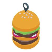 icono de entrega de comida de hamburguesa vector isométrico. pedido en línea