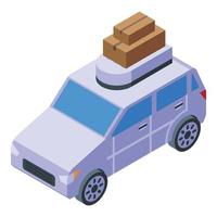 Move box car icon isometric vector. House service vector