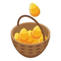 Gold eggs basket icon isometric vector. Passive income vector