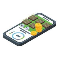 Smartphone app icon isometric vector. Business phone vector