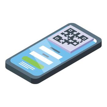 Phone qr code icon isometric vector. Work system vector