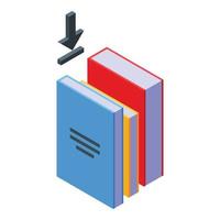 Cms development books icon isometric vector. Marketing system vector