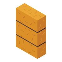 Hay bale block icon isometric vector. Straw farm vector