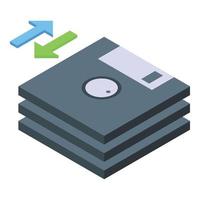 Floppy disk data icon isometric vector. Cms development vector