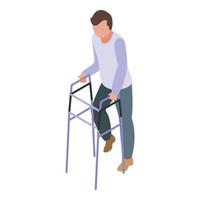 Patient with walker icon isometric vector. Treatment help vector