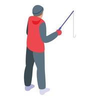 Ice fishing icon isometric vector. Winter lake vector