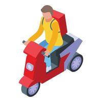 vector isométrico de icono de mensajería rápida. entrega de scooters