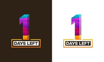 Modern Colorful Countdown left days banner, number of days left badge for promotion, countdown sales vector illustration