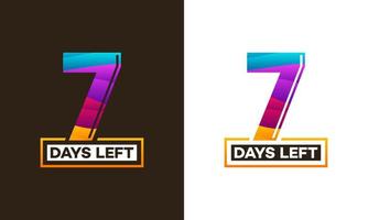 Modern Colorful Countdown left days banner, number of days left badge for promotion, countdown sales vector illustration