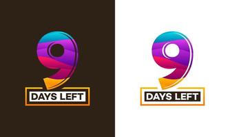 Modern Colorful Countdown left days banner, number of days left badge for promotion, countdown sales vector illustration