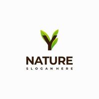 Y letter leaf initial nature Logo designs, Modern Letter green Nature logo vector icon illustration