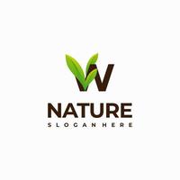 W letter leaf initial nature Logo designs, Modern Letter green Nature logo vector icon illustration