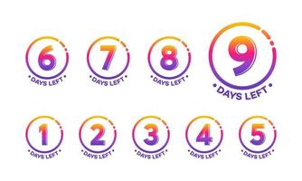 Set of Modern Flat Designs Countdown left days banner, number of days left badge for promotion, countdown sales vector illustration