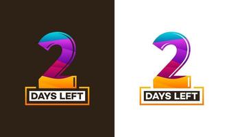 Modern Colorful Countdown left days banner, number of days left badge for promotion, countdown sales vector illustration