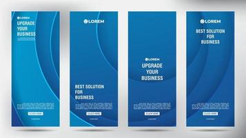 set of Modern Blue color roll up business brochure flyer banner design vertical template, cover presentation background, modern publication x-banner and flag-banner, Roll up banner stand vector