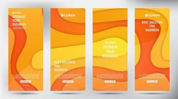 set of Modern Orange color roll up business brochure flyer banner design vertical template, cover presentation background, modern publication x-banner and flag-banner, Roll up banner stand vector