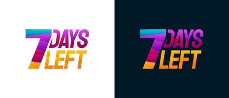 Modern Colorful Countdown left days banner, number of days left badge for promotion, countdown sales vector illustration