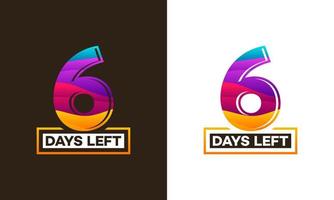 Modern Colorful Countdown left days banner, number of days left badge for promotion, countdown sales vector illustration