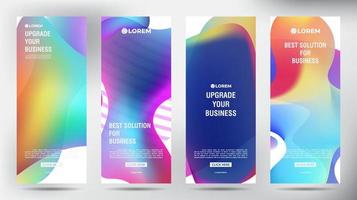 Mesh Color Flow roll up business brochure flyer banner design vertical template, cover presentation background, modern publication x-banner and flag-banner, Set of Roll up banner stand template design vector