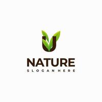 U letter leaf initial nature Logo designs, Modern Letter green Nature logo vector icon illustration