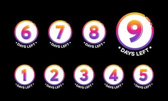 Set of Modern Flat Designs Countdown left days banner, number of days left badge for promotion, countdown sales vector illustration