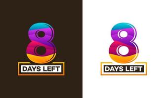 Modern Colorful Countdown left days banner, number of days left badge for promotion, countdown sales vector illustration