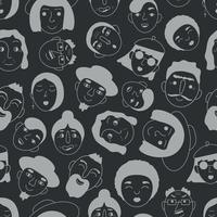 People s faces. Seamless pattern with the image of people s faces. Avatars of smiling people. A pattern with faces. Vector illustration on a gray background