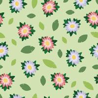 Seamless pattern. Bright spring seamless pattern with the image of flowers and green leaves. Floral pattern for print and gift wrapping. Vector