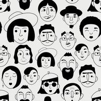 Seamless pattern. People's faces. A pattern depicting the faces of people with different emotions. Avatars of people on a white background vector