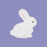 Rabbit. A white fluffy rabbit. The image of a cute fluffy bunny. Vector illustration