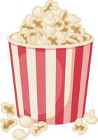 Popcorn. A big bucket of popcorn. Fast food. Food for watching movies. Vector illustration isolated on a white background